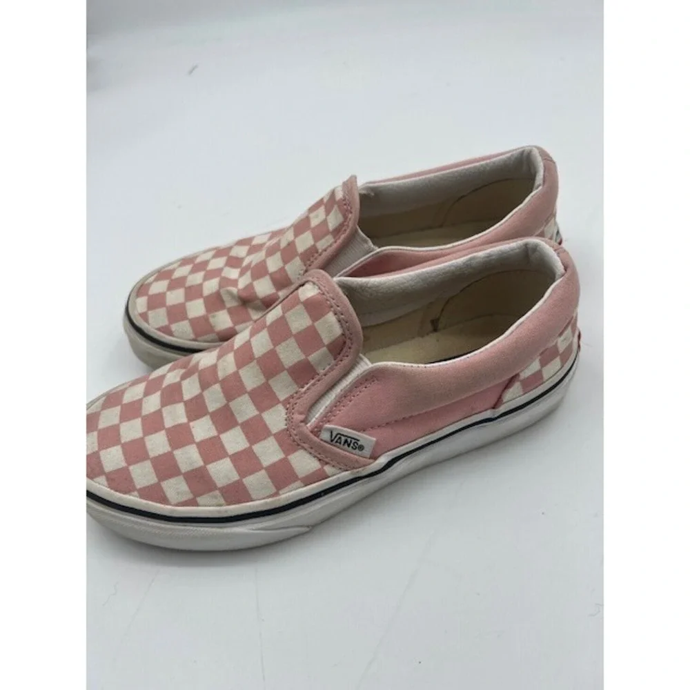 Vans Slip On Kids Size 3 Pink White Good Checkerboard Canvas Skate Shoes